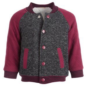 Boys Gray & Maroon Bomber Jacket